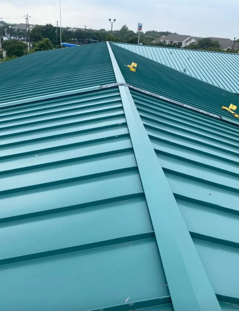 Green commercial metal roof ridge and valley for Metal Roof Repair in Pompey